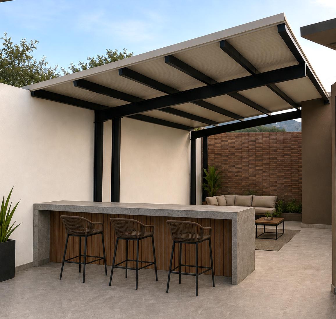 Palapa CCGR2 con estructura metálica y barra de concreto