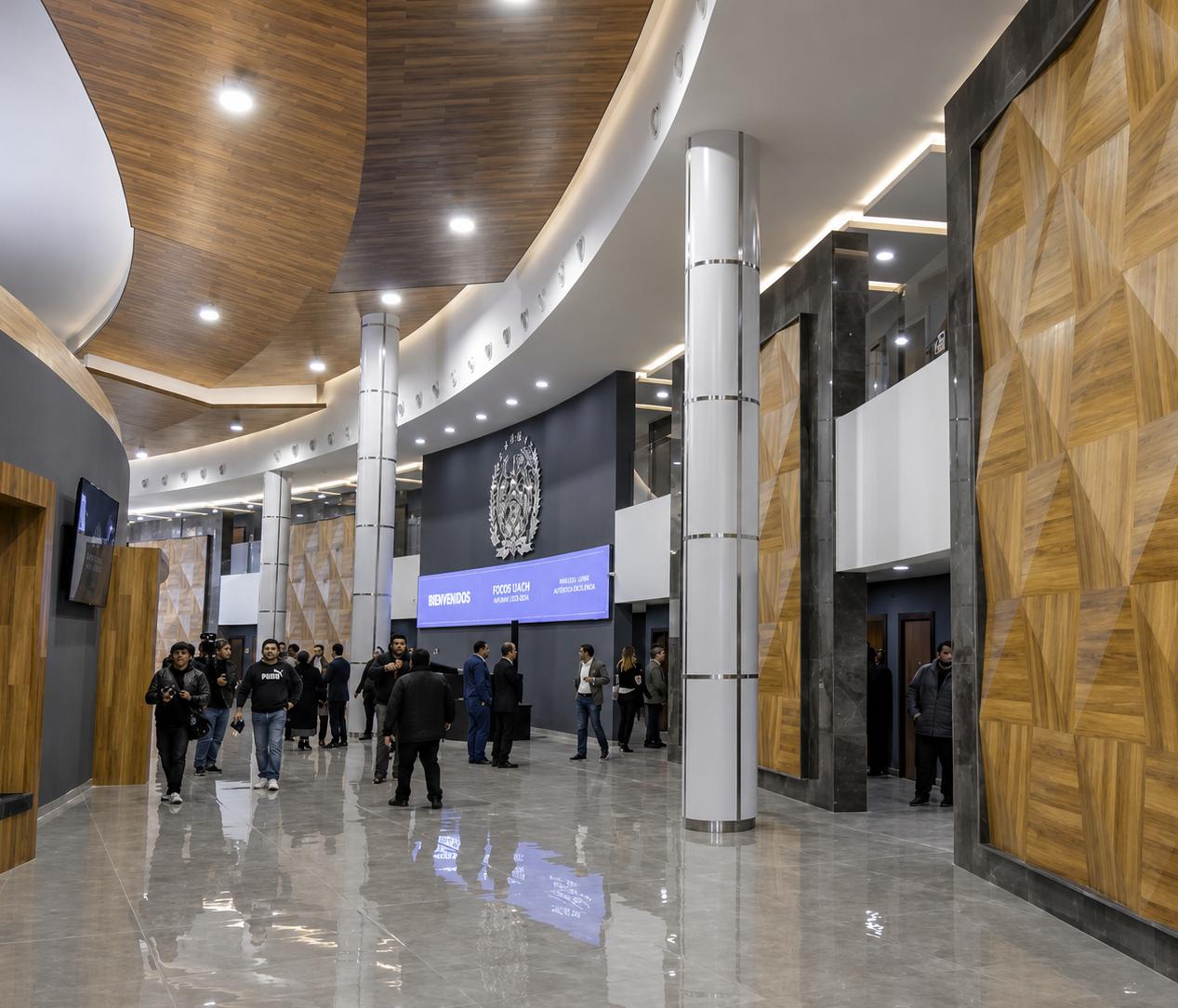 Detalle de columnas y revestimientos en Ciudad Judicial